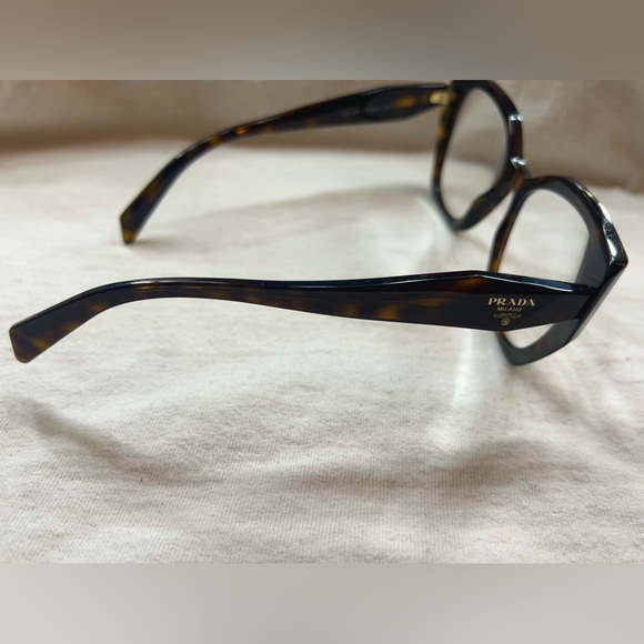 Prada VPR 18W Geometric Tortoise Cat Eye Eyeglasses with Case - Picture 3 of 5